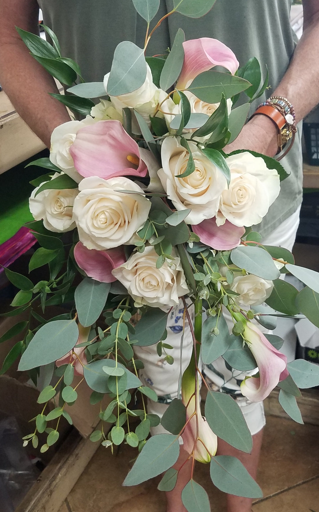 Cascade Calla Lilies and White Roses