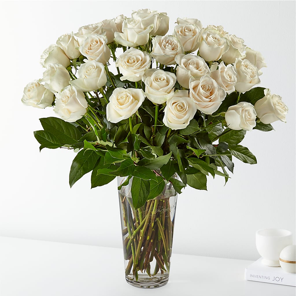 Long Stem White Rose Bouquet – My Enchanted Florist, Sandy Spring MD