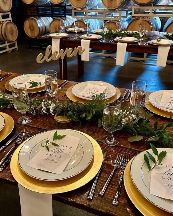 Greenery with Babies Breath Table Runner