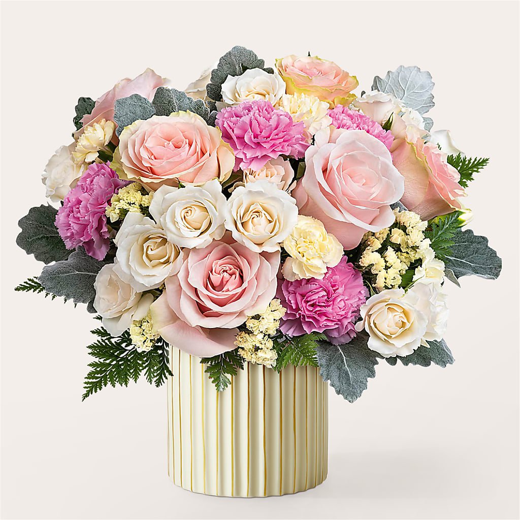 Blissful Moments Bouquet with Ivory Vase – My Enchanted Florist, Sandy Spring MD