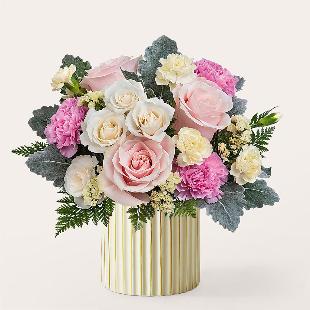 Blissful Moments Bouquet with Ivory Vase – My Enchanted Florist, Sandy Spring MD