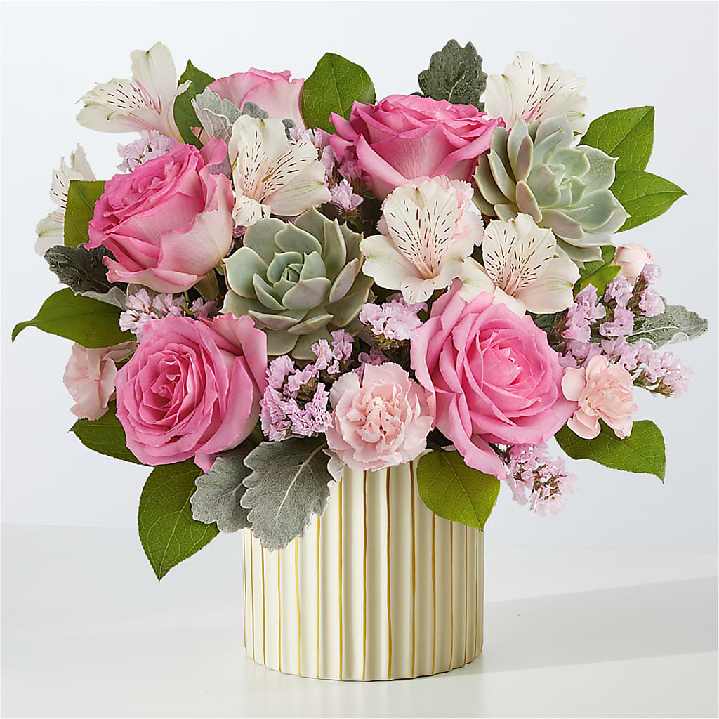 Dusty Rose Bouquet with Ivory Vase – My Enchanted Florist, Sandy Spring MD