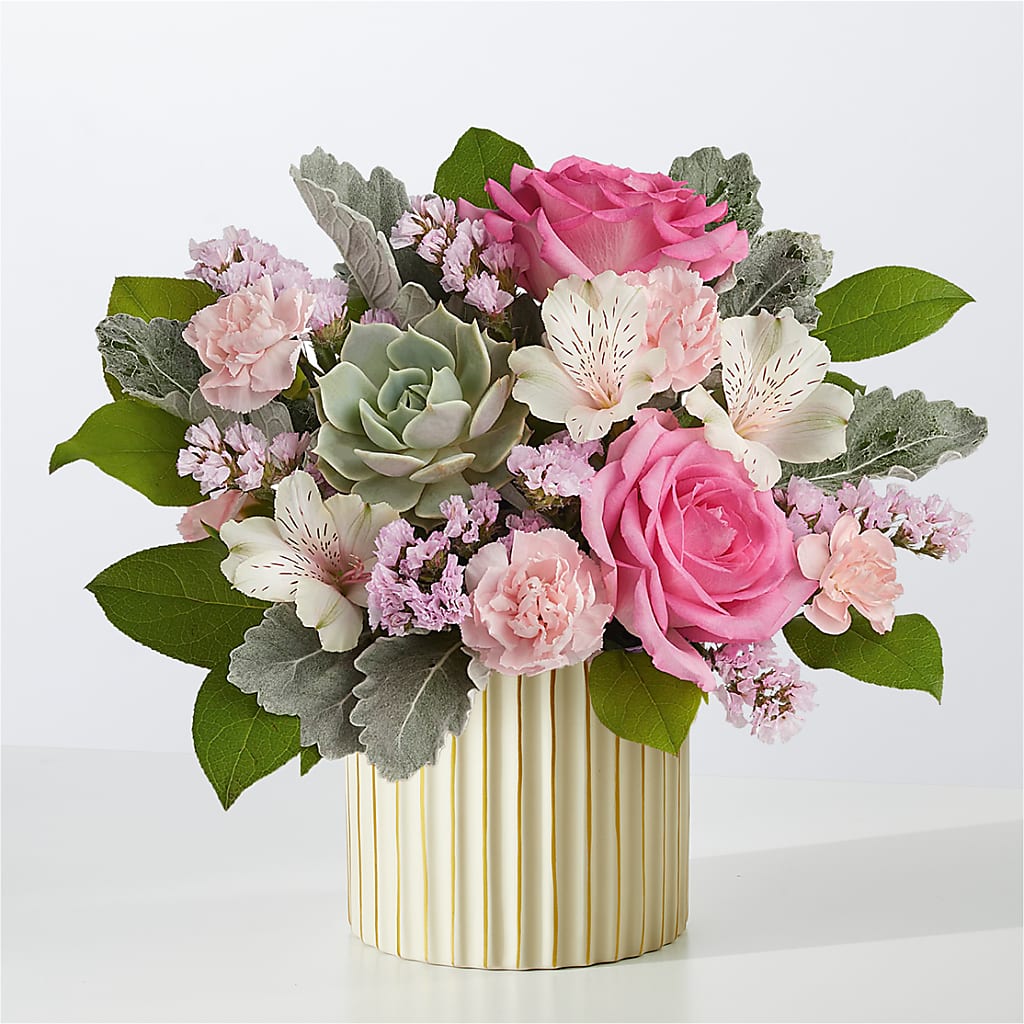 Dusty Rose Bouquet with Ivory Vase – My Enchanted Florist, Sandy Spring MD