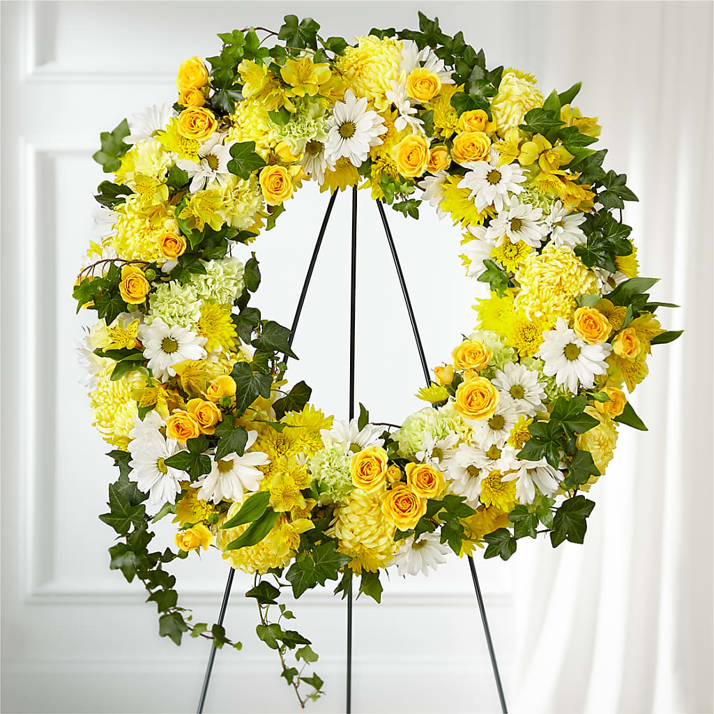 Golden Remembrance Wreath – My Enchanted Florist, Sandy Spring MD
