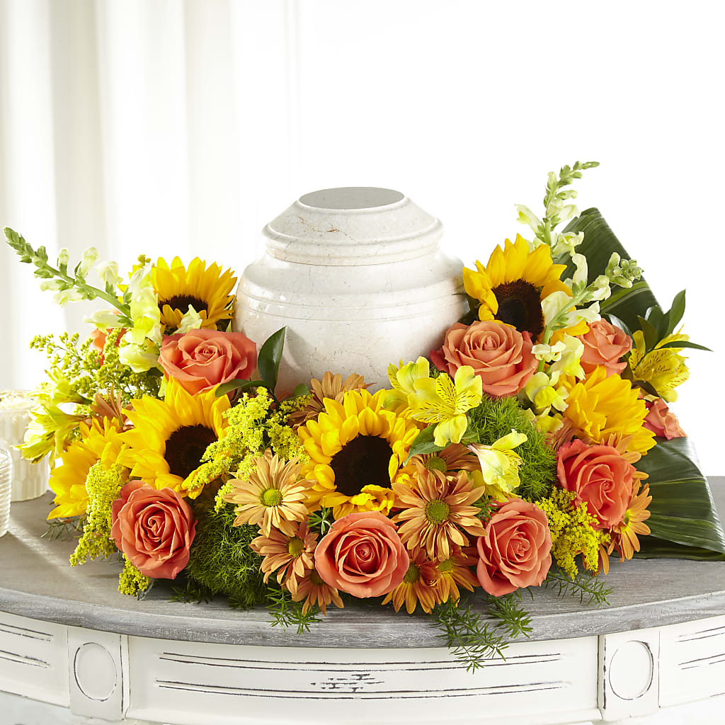 Faithful Sunflower Cremation Adornment – My Enchanted Florist, Sandy Spring MD