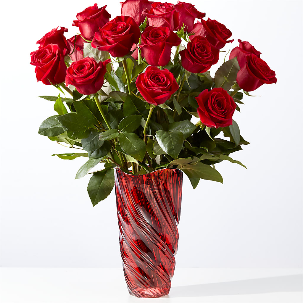 Classic Love Red Rose Bouquet with Luxe Swirl Vase – My Enchanted Florist, Sandy Spring MD