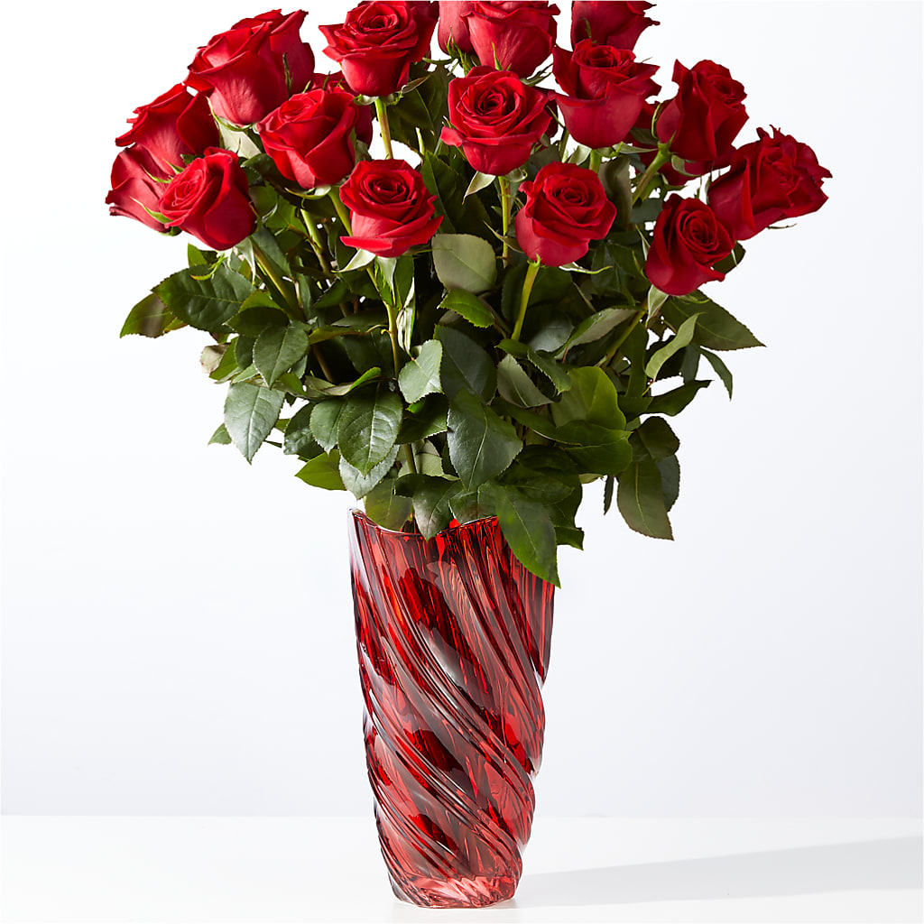 Classic Love Red Rose Bouquet with Luxe Swirl Vase – My Enchanted Florist, Sandy Spring MD