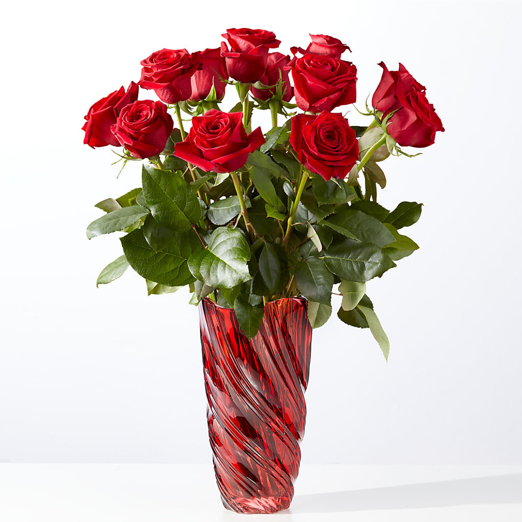 Classic Love Red Rose Bouquet with Luxe Swirl Vase – My Enchanted Florist, Sandy Spring MD