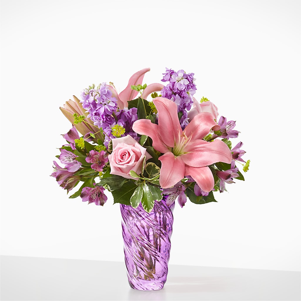 Precious Petals Bouquet with Luxe Swirl Vase – My Enchanted Florist, Sandy Spring MD