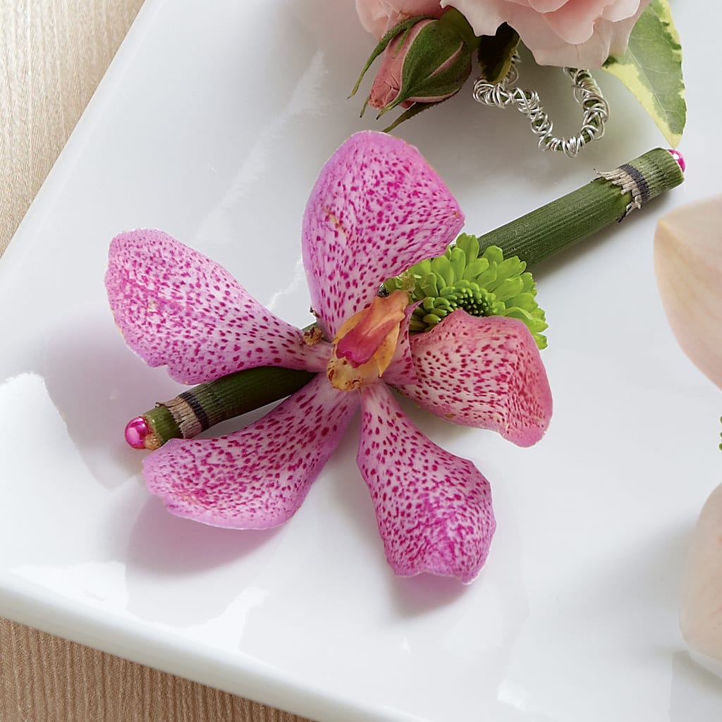 Pink Mokara Boutonniere – My Enchanted Florist, Sandy Spring MD