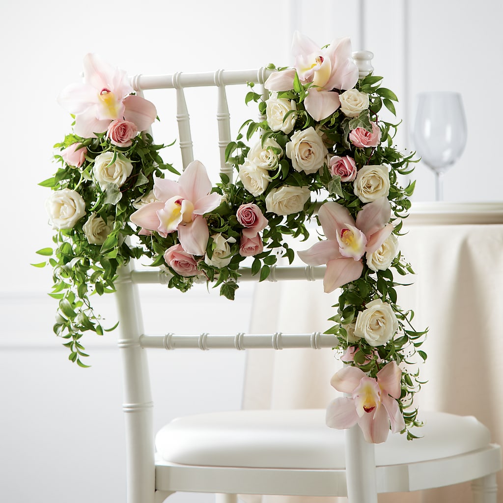 Orchid Rose Chair Décor – My Enchanted Florist, Sandy Spring MD