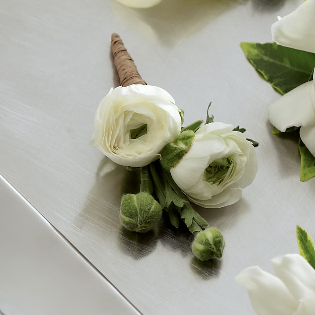 White Ranunculus Boutonniere – My Enchanted Florist, Sandy Spring MD