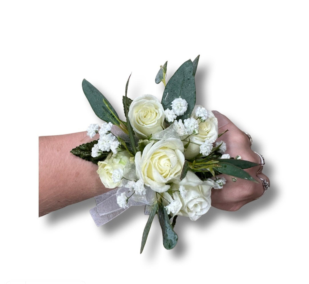 White Spray Roses Corsage