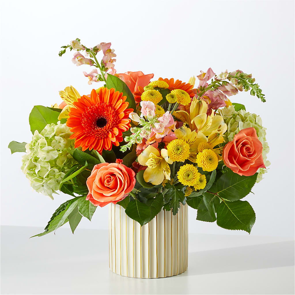 Autumn Sunshine Bouquet with Ivory Vase –  My Enchanted Florist, Sandy Spring MD