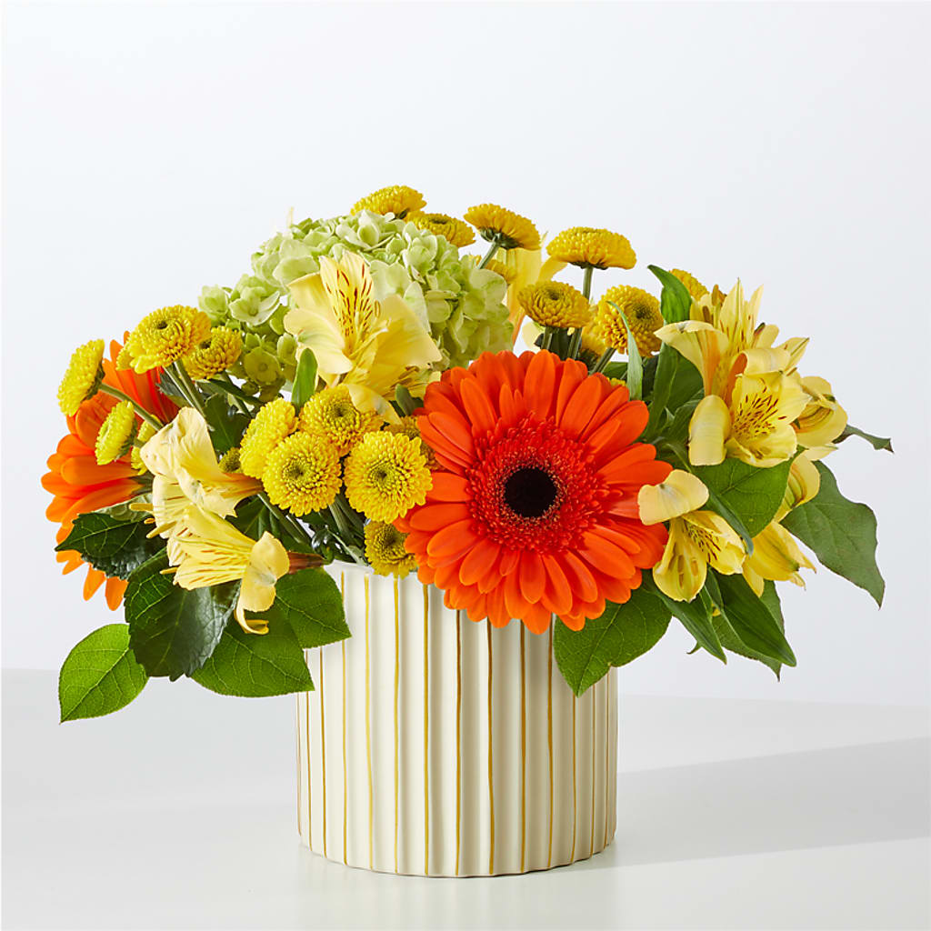 Autumn Sunshine Bouquet with Ivory Vase –  My Enchanted Florist, Sandy Spring MD