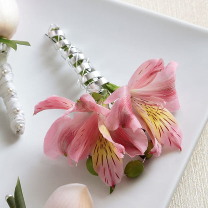 Pink Peruvian Lily Boutonniere –  My Enchanted Florist, Sandy Spring MD